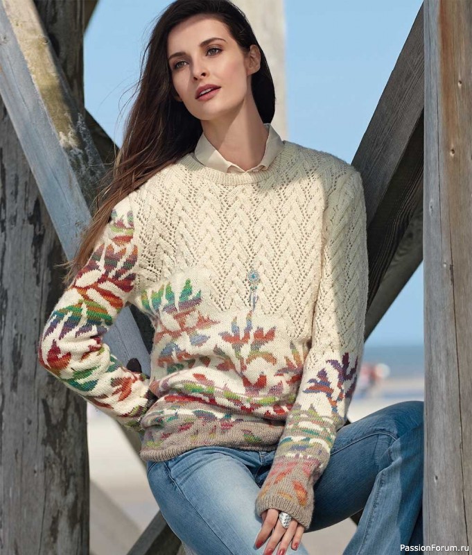 Джемпер с цветным узором. Описание
