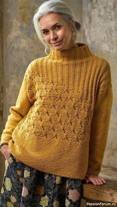 Стильный свитер спицами. Схема