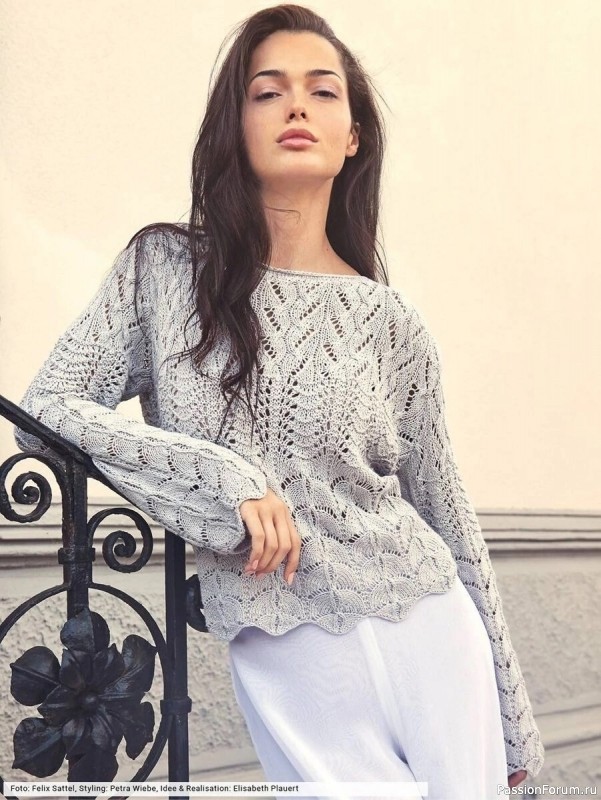 Ажурный свитер спицами. Схема.