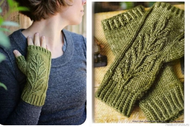Митенки спицами. Схема