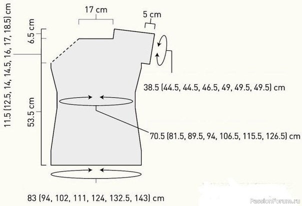 Туника узором араны спицами