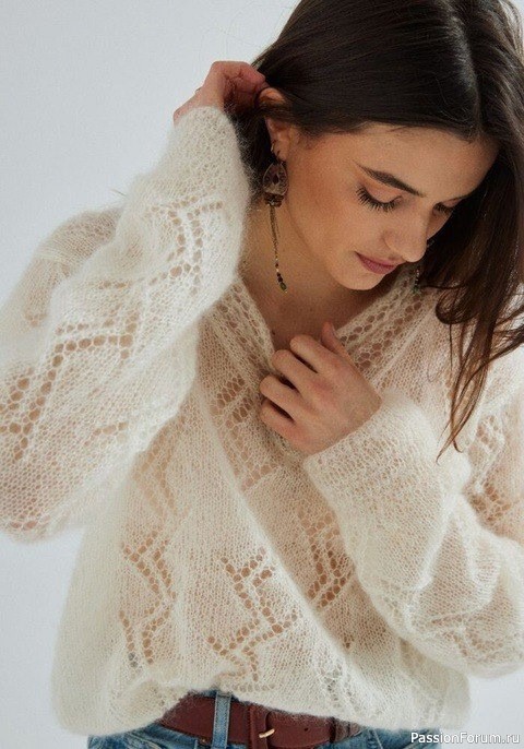 Ажурный мохеровый джемпер. Описание