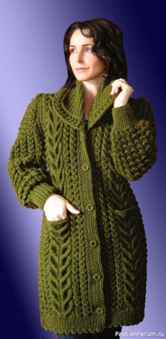 Кардиган удлиненный узором «косы»