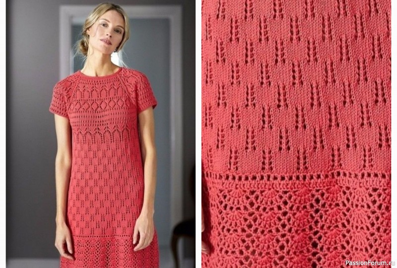 Стильное платье с комбинированными узорами. Схема