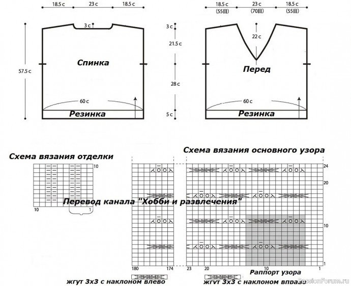 Футболка-топ спицами. Описание