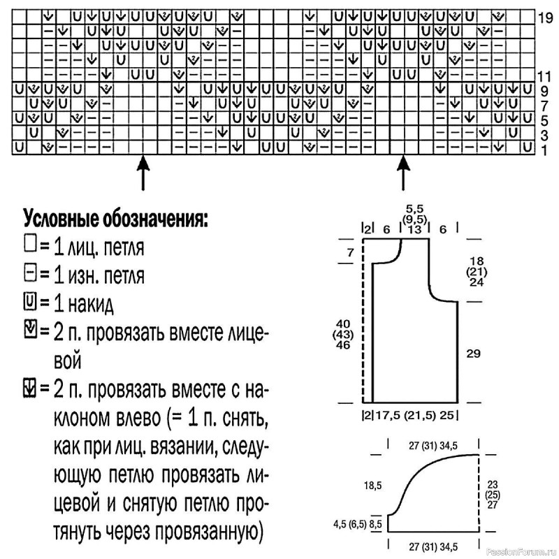 Жакет спицами. Описание. Схема