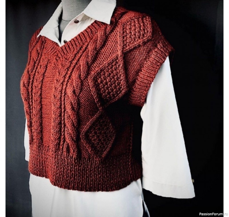 Жилет объемным узором. Схемы