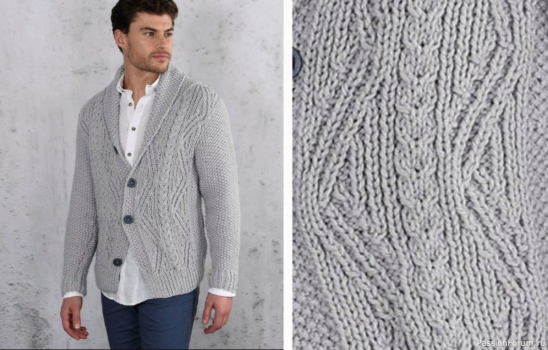 Мужской жакет с зигзагообразным узором. Описание Мужской жакет с зигзагообразным узором. Описание