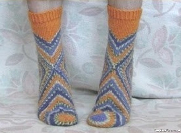 Носочки, связанные, начиная с пятки