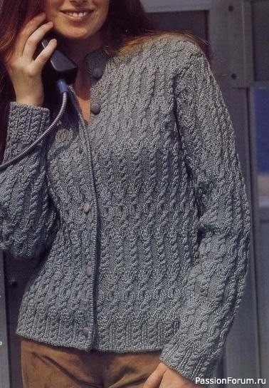 Жакет узором "косы" и "жгуты". Описание