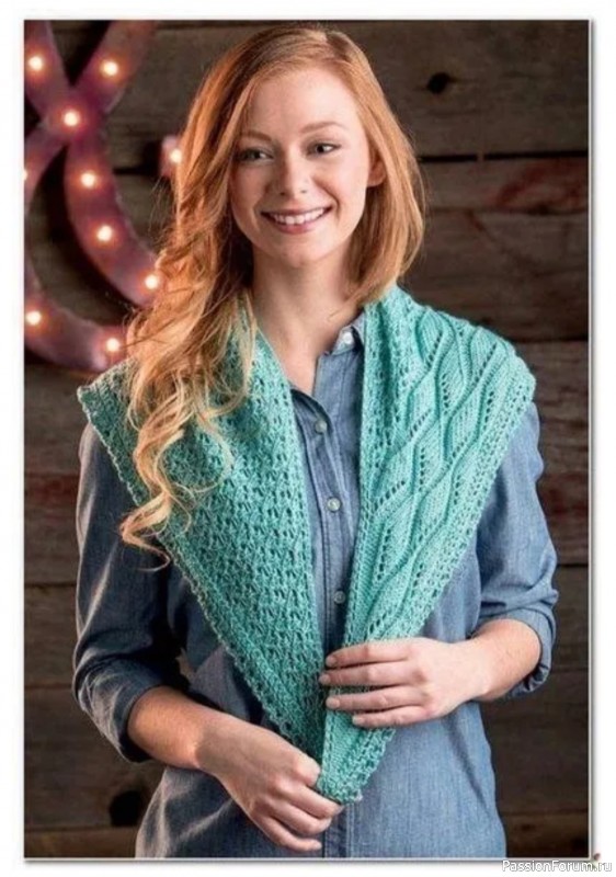 Асимметричная шаль спицами. Схемы