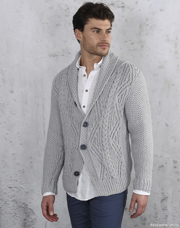 Мужской жакет с зигзагообразным узором. Описание