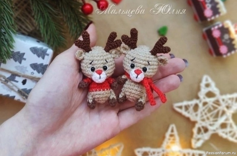 Мини оленёнок крючком. МК