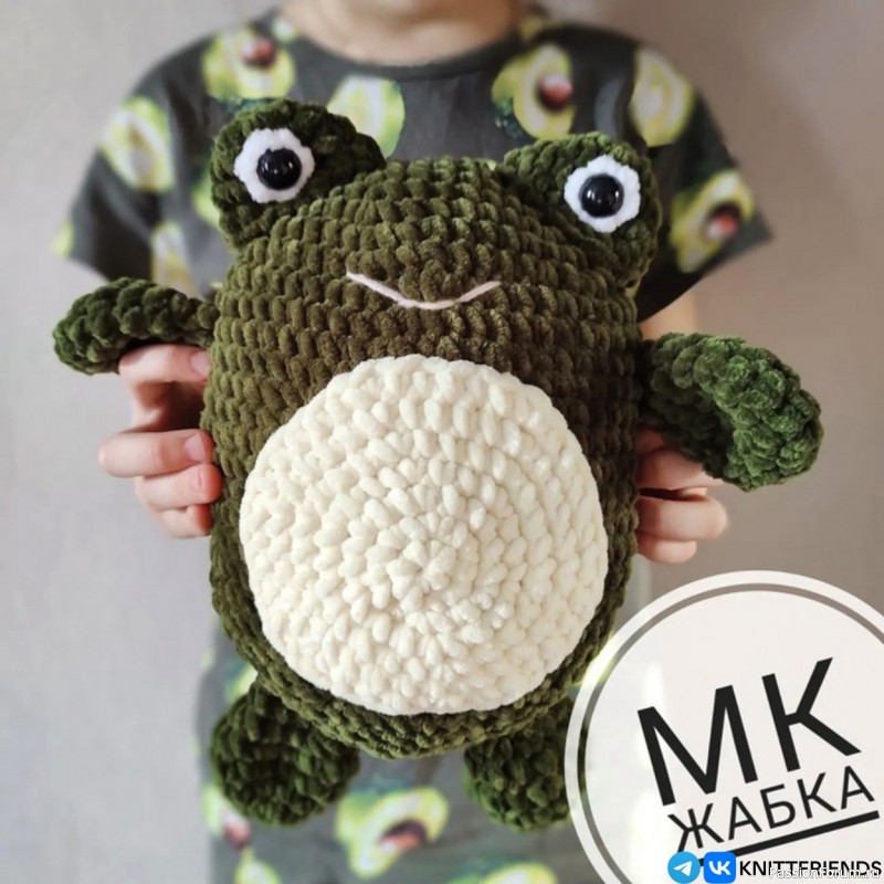 Плюшевая жабка крючком. МК