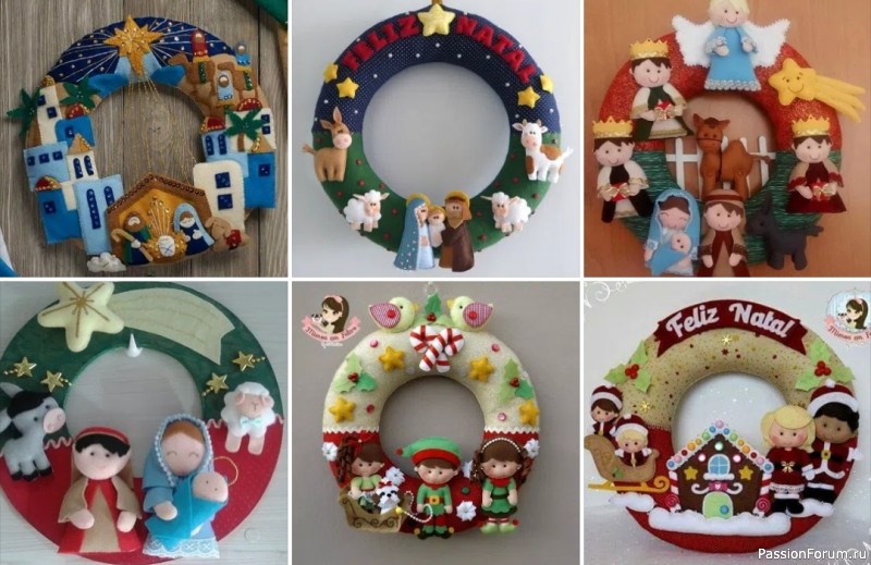 Рождественские веночки из фетра