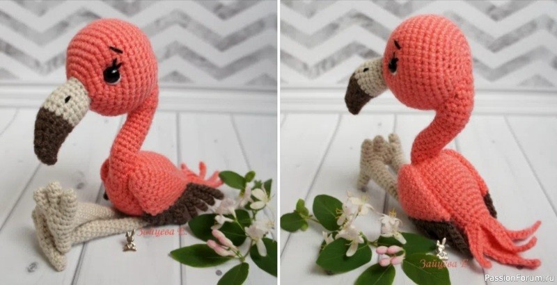 Малыш Фламинго крючком. МК