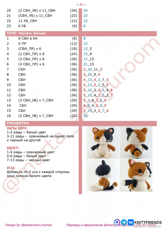 Разноцветные котята крючком. МК