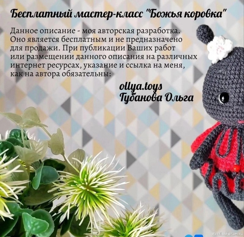 Божья коровка крючком. МК