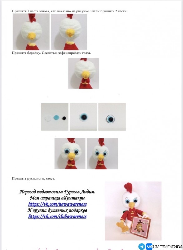 Петушок в рубашке крючком. Описание