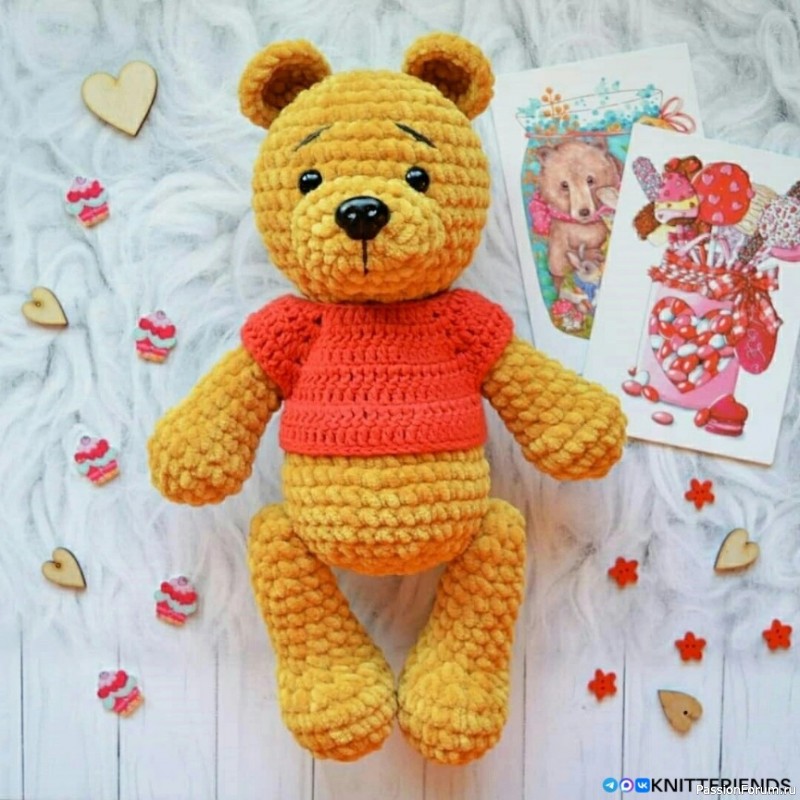 Зeфирный мишка крючком. МК
