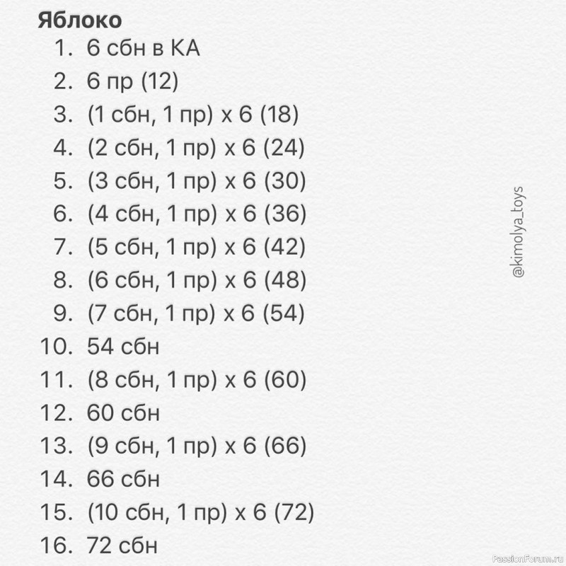Схема яблока крючком