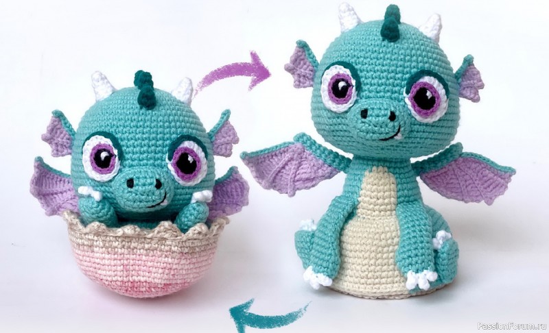 Маленький дракоша крючком. МК