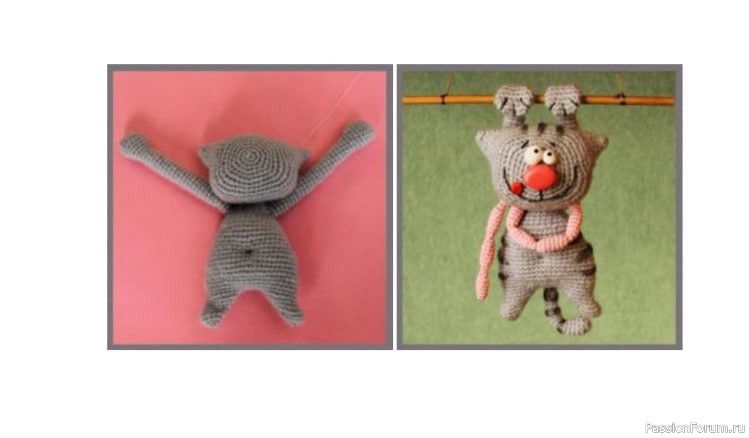 Вязаный котик на подвесе