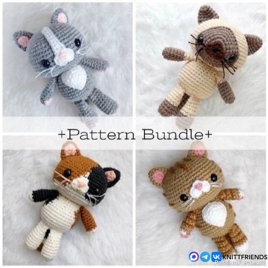 Разноцветные котята крючком. МК