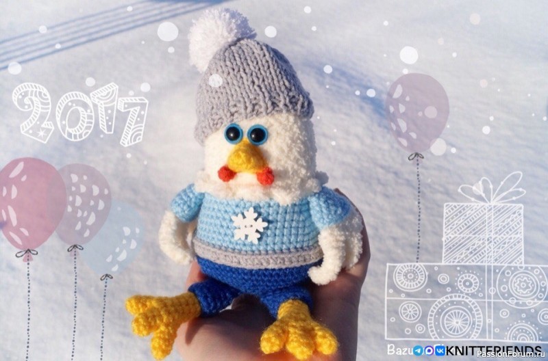 Петушок в шапке крючком. МК
