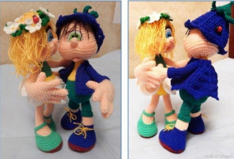 Девочка Ромашка и мальчик Колокольчик крючком. МК
