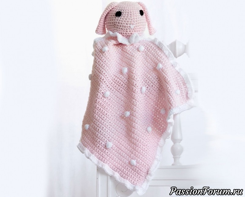 Игрушка-платок «Заяц» крючком. МК
