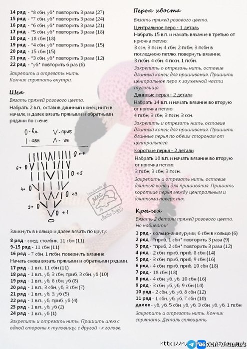 Малыш Фламинго крючком. МК