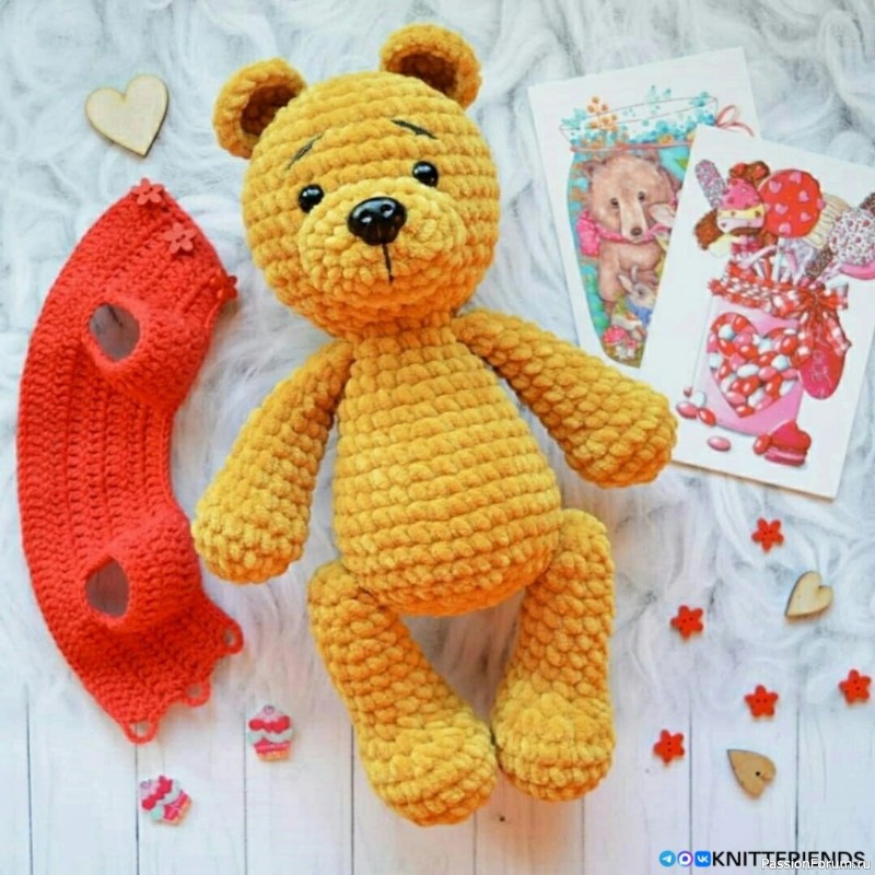 Зeфирный мишка крючком. МК