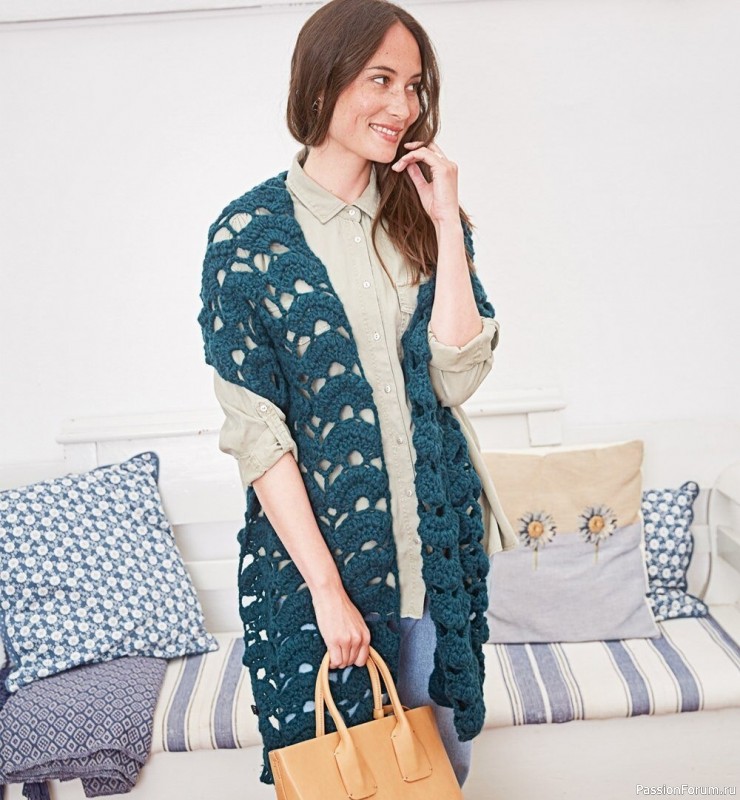 Длинный ажурный шарф