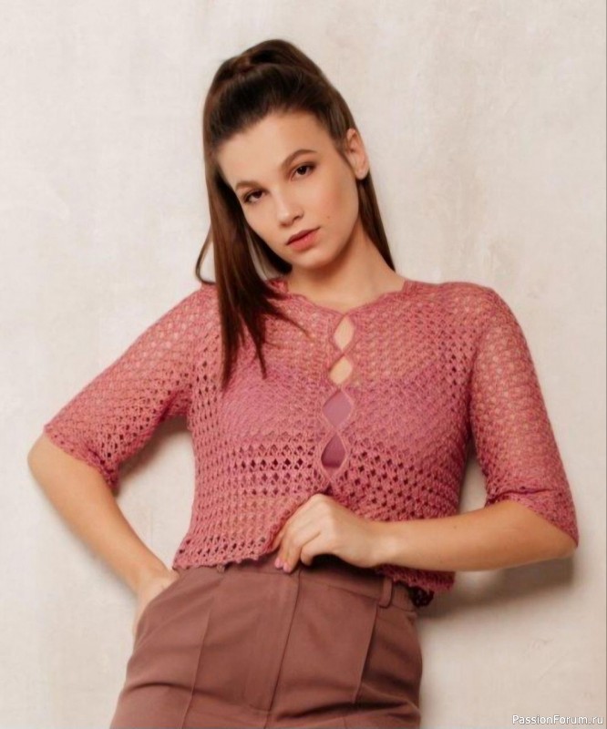 Ажурная кофточка крючком «Грея». Описание