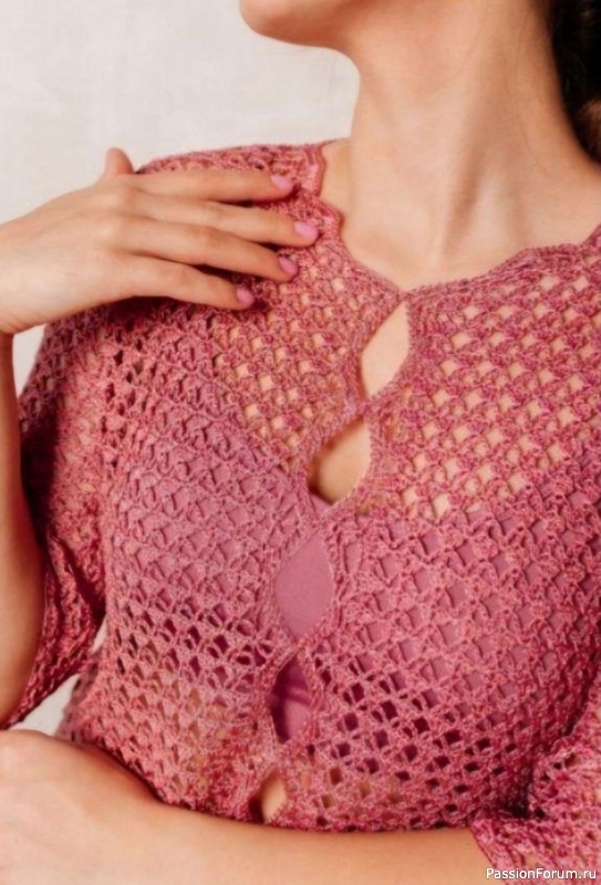 Ажурная кофточка крючком «Грея». Описание