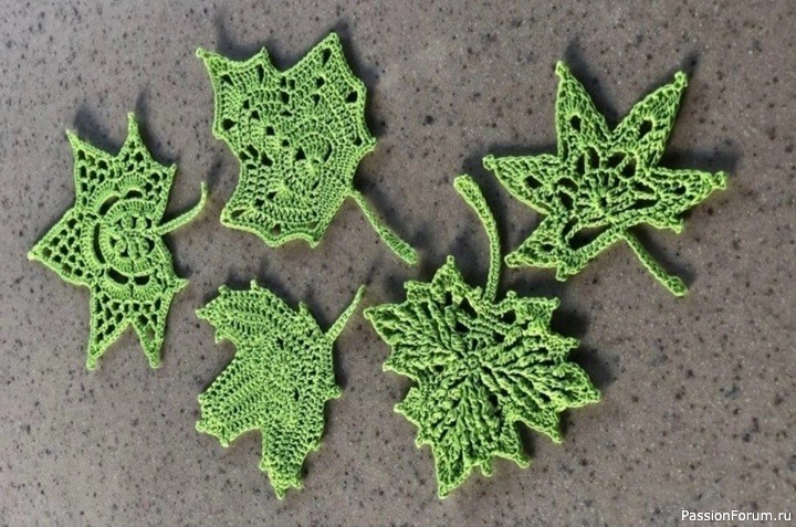 Листочки крючком. Схемы
