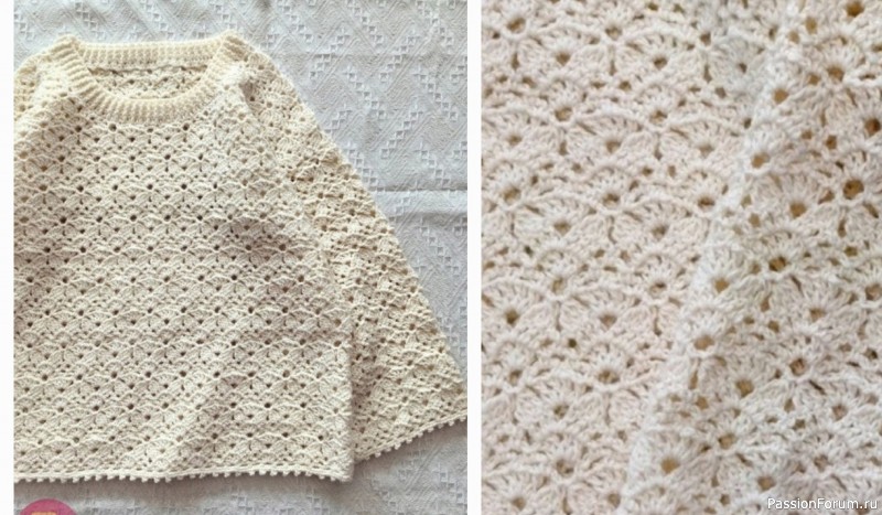 Светлый пуловер крючком. Схемы