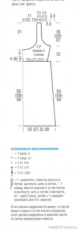 Вязаная крючком туника из белой пряжи. Схема