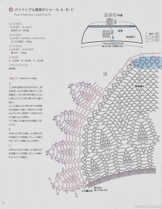 Шаль крючком. Схемы