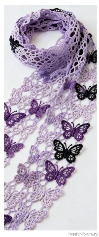 Вязаная шаль с бабочками: схема и идеи