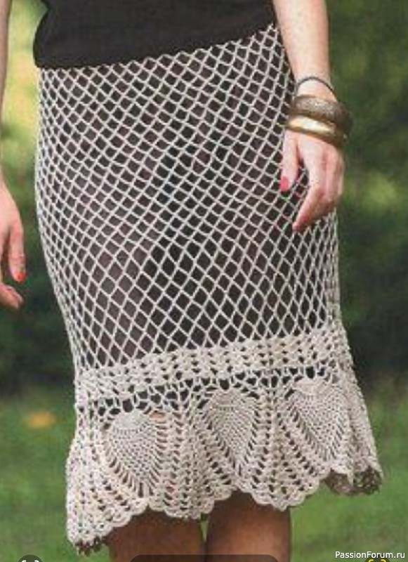 Бежевая ажурная юбка. Схема