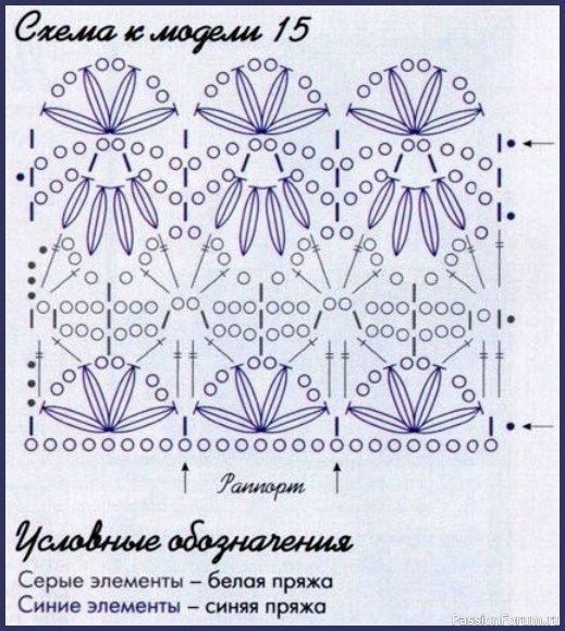 Двухцветная юбка крючком. Схема