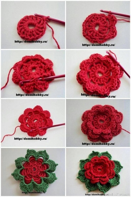 Розочки, связанные крючком. Схемы