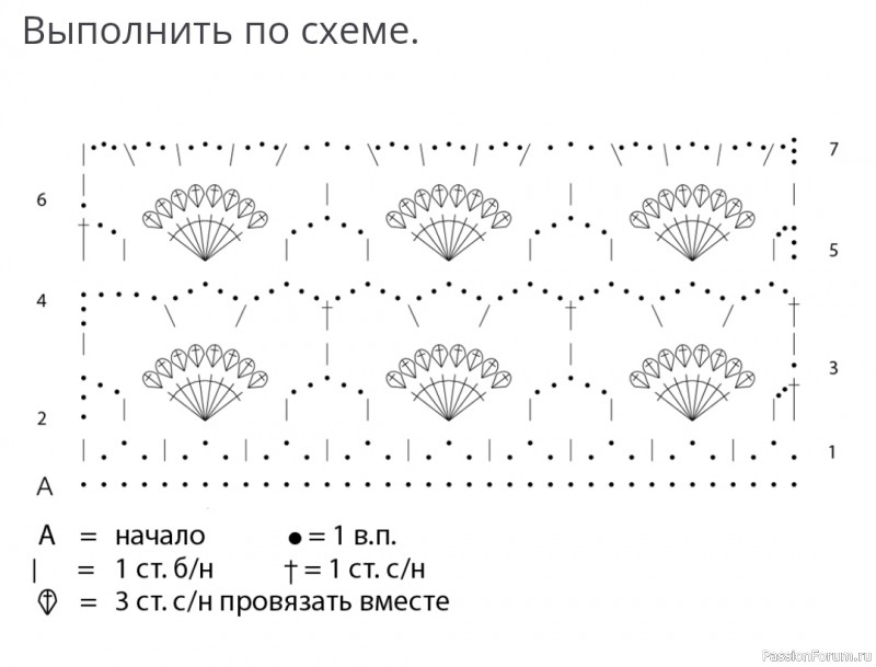 Длинный ажурный шарф. Схема