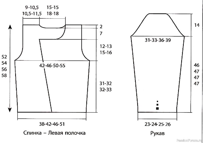 Вязаный жакет "Косуха" на молнии. Схема
