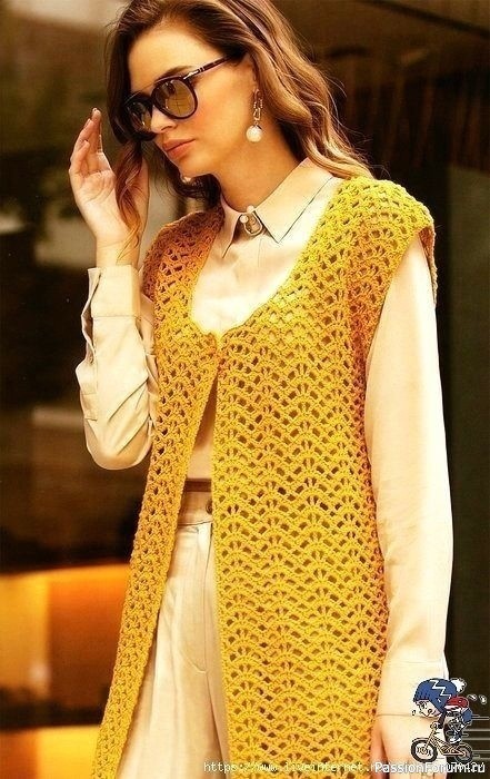 Жилет зигзагом крючком. Схемы