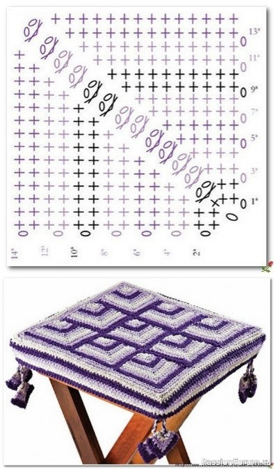 Коврики-чехлы на табурет. Схемы