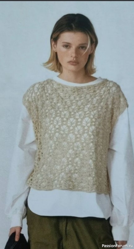 Стильный жилет крючком. Схема