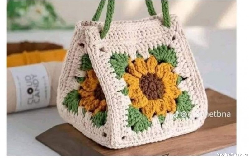 Сумка крючком &quot;Подсолнух&quot;. Схема